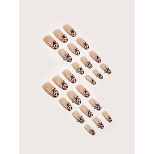 Leopard Nail Set with Rhinestones